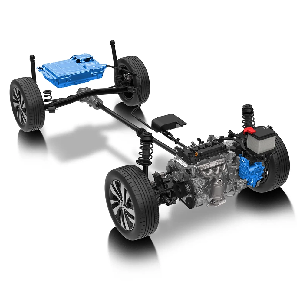Połączenie silnika benzynowego i elektrycznego Łączna moc układu hybrydowego 116KM